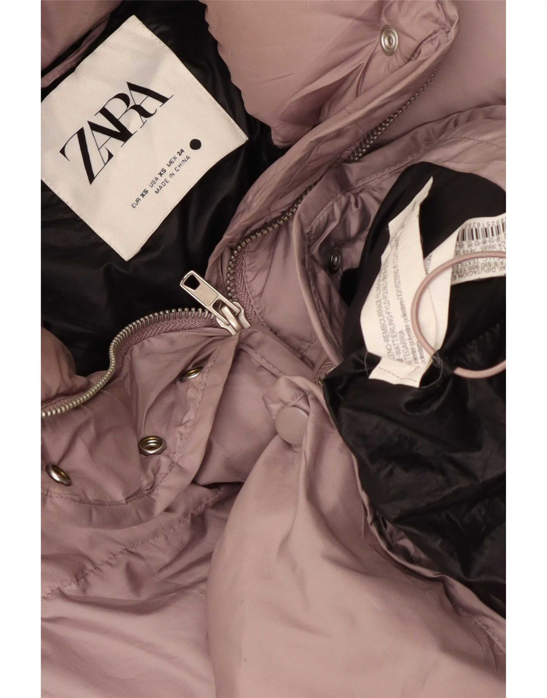 Zara Γυναικείο μπουφάν υπερμεγέθη με επένδυση UK 6 XS Pink Polyester