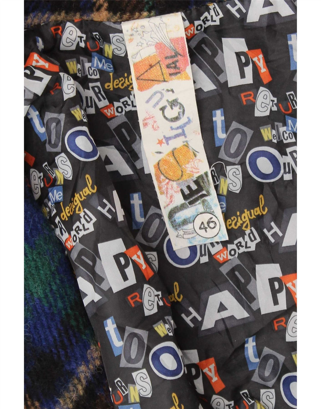 Desigual Γυναικείο γραφικό Batwing Bomber Jacket EU 46 XL Πολύχρωμο Check