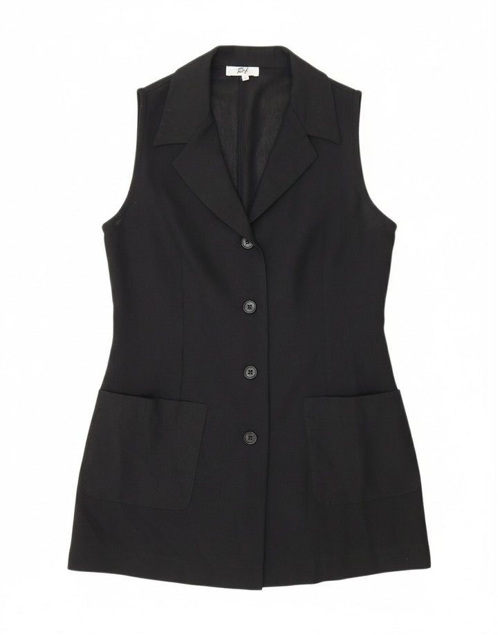 VINTAGE Womens 4 Button Sleeveless Blazer Jacket IT 42 Medium Black Vintage Vintage and Second-Hand Vintage from Messina Hembry 