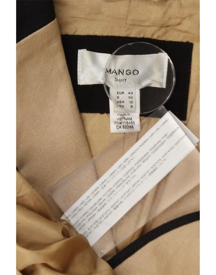 Γυναικείο μπουφάν MANGO με 1 κουμπιά σακάκι EU 42 Μεγάλο μπεζ λινό χρώματος
