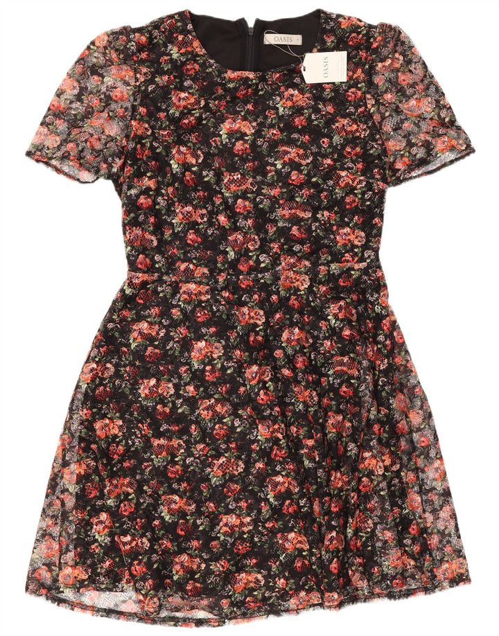 Γυναικείο φόρεμα Oasis A-Line UK 12 Medium Black Floral Polyester