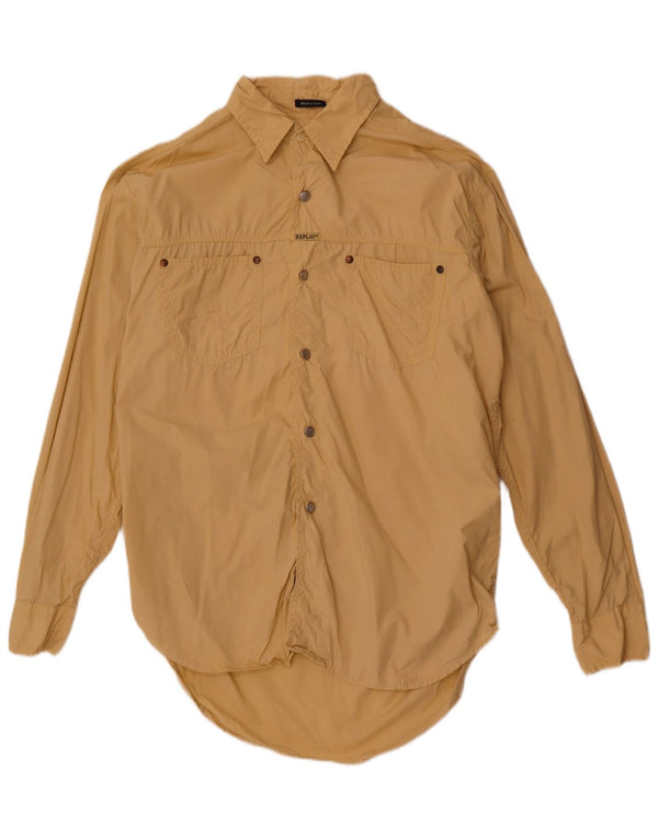 Replay Γυναικείο Πουκάμισο UK 18 XL Μπεζ βαμβακερό