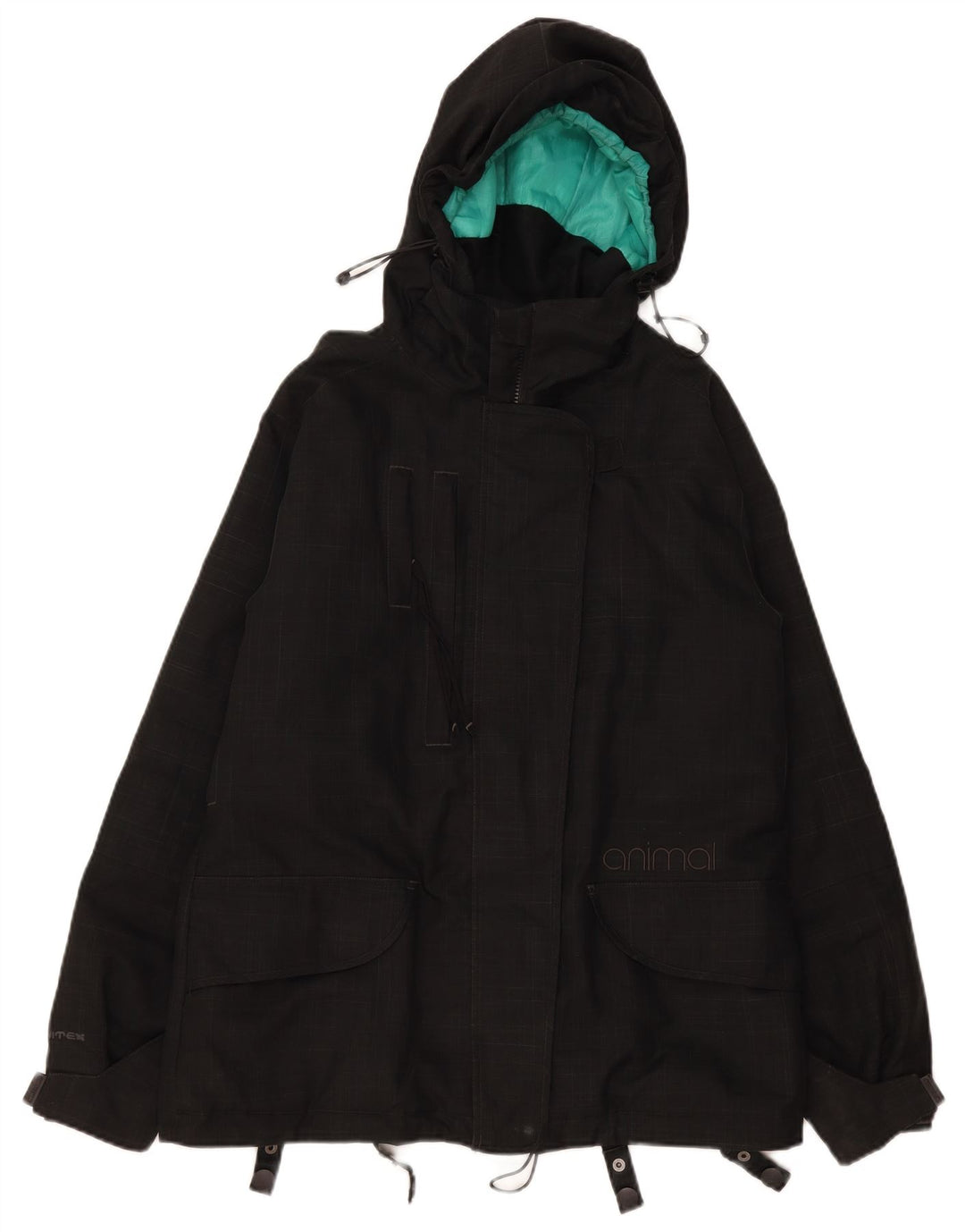 Γυναικείο Animal Hooded Windbreaker Jacket UK 14 Large Black Check Polyester