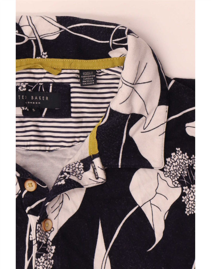 Ted Baker Ανδρικό πουλόβερ πουκάμισο νούμερο 5 XL Navy Blue Floral Viscose