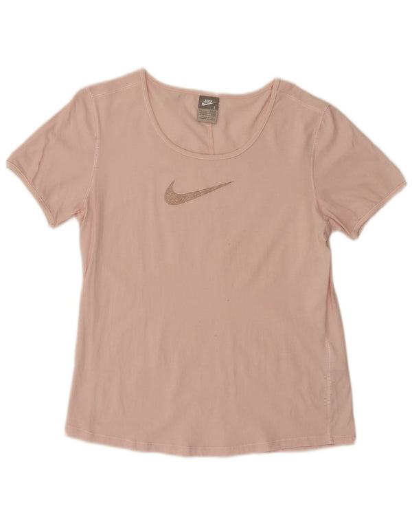 Γυναικείο γραφικό μπλουζάκι Nike τοπ UK 14/16 μεγάλο ροζ βαμβακερό