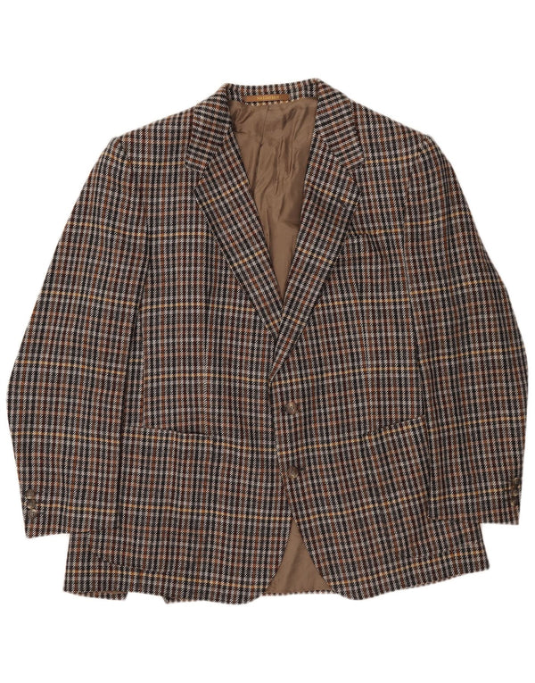 Vintage Ανδρικό σακάκι σακάκι με 2 κουμπιά UK 40 Large Brown Houndstooth Cashmere