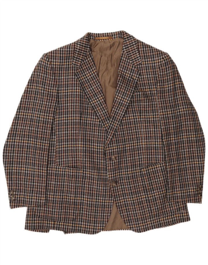 Vintage Ανδρικό σακάκι σακάκι με 2 κουμπιά UK 40 Large Brown Houndstooth Cashmere