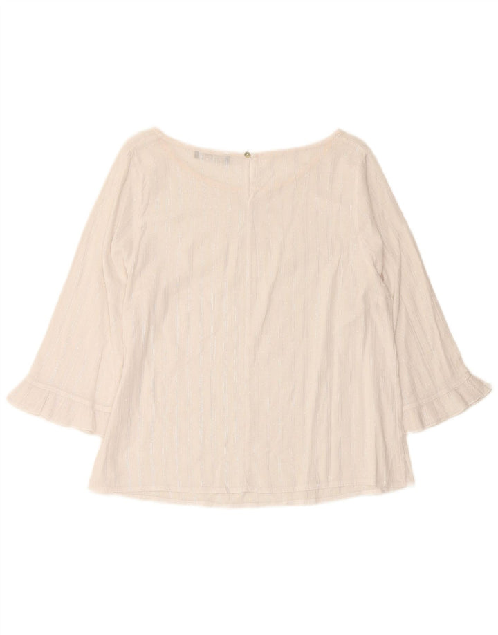 RAGNO Γυναικεία μπλούζα Crop 3/4 μανίκια UK 12 μεσαία λευκή ριγέ