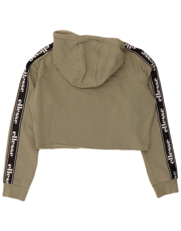 Ellesse Γυναικείο Crop Graphic Hoodie Jumper UK 14 Large Khaki Cotton