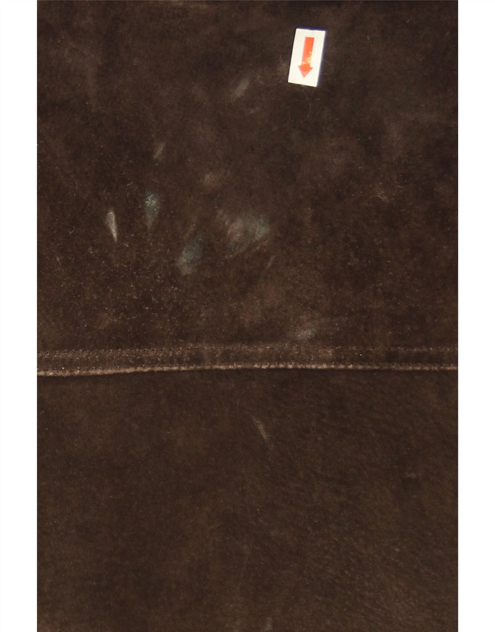 Eddie Bauer Γυναικείο Suede Crop Bomber Jacket UK 8 Small Brown Δερμάτινο