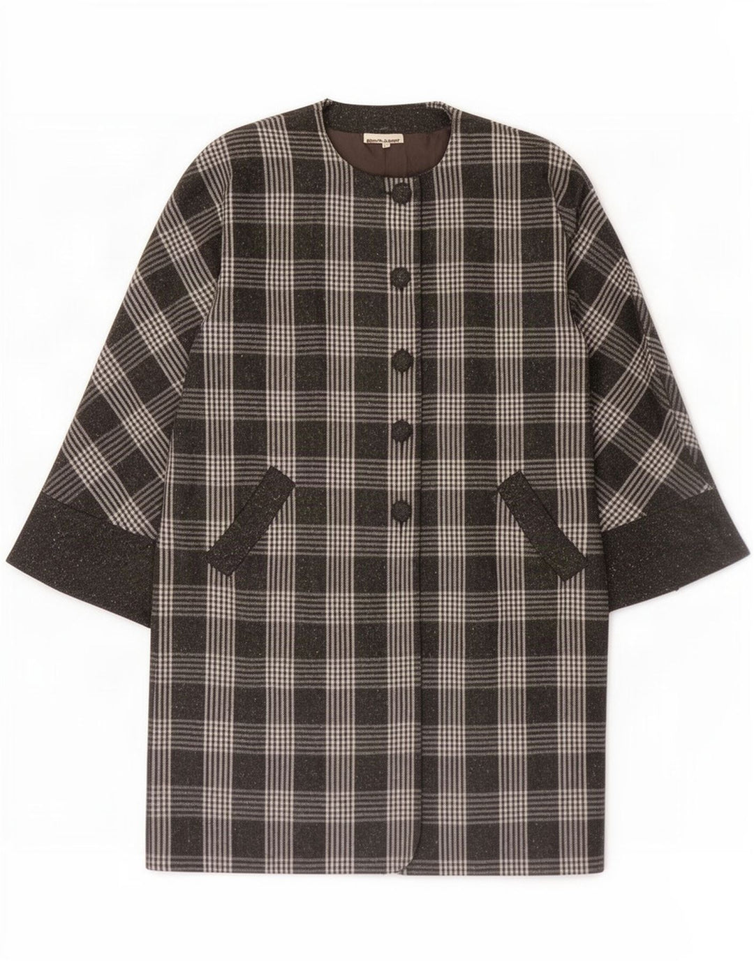 Vintage Γυναικείο Παλτό IT 48 XL Grey Check Angora