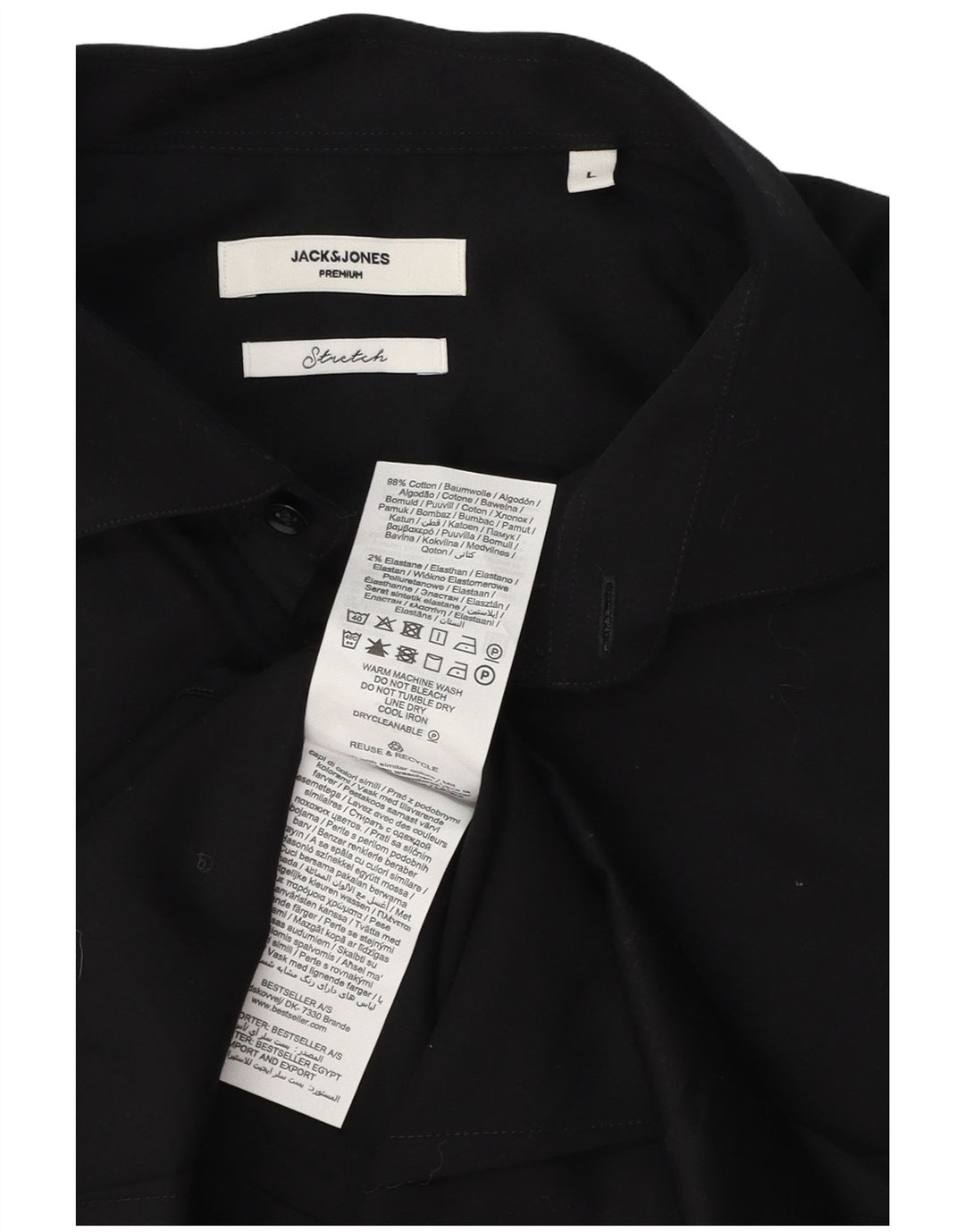 Jack & Jones Ανδρικό πουκάμισο μεγάλο μαύρο βαμβακερό
