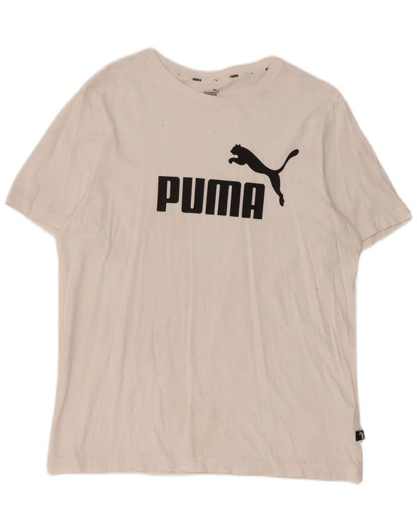 Ανδρικό γραφικό μπλουζάκι Puma, μεγάλο λευκό βαμβακερό