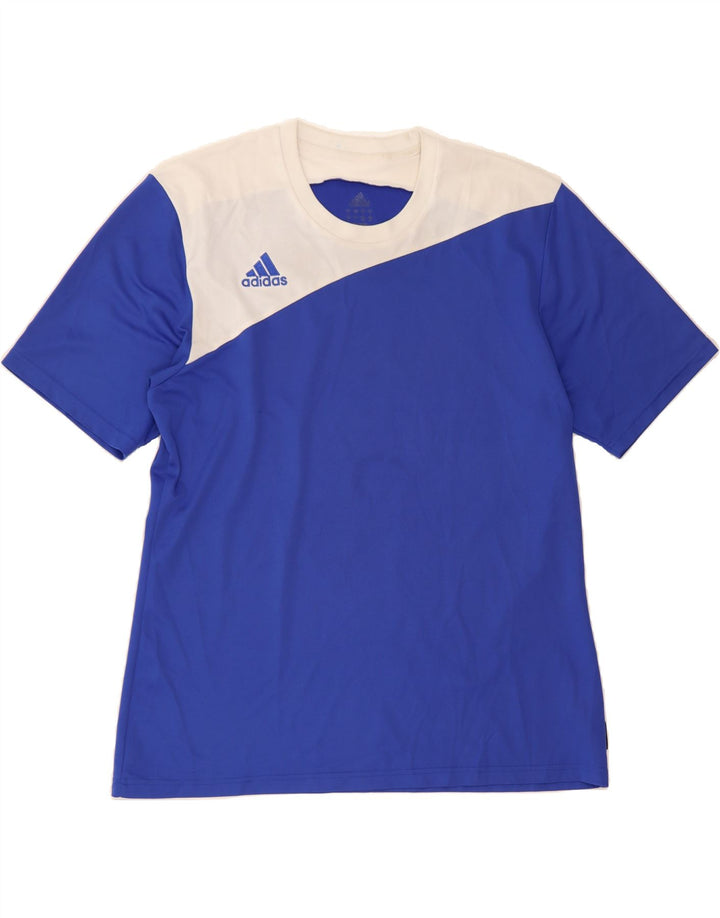 ADIDAS Mens Climalite T-Shirt Top Large Blue Colourblock Polyester Vintage Adidas and Second-Hand Adidas from Messina Hembry 