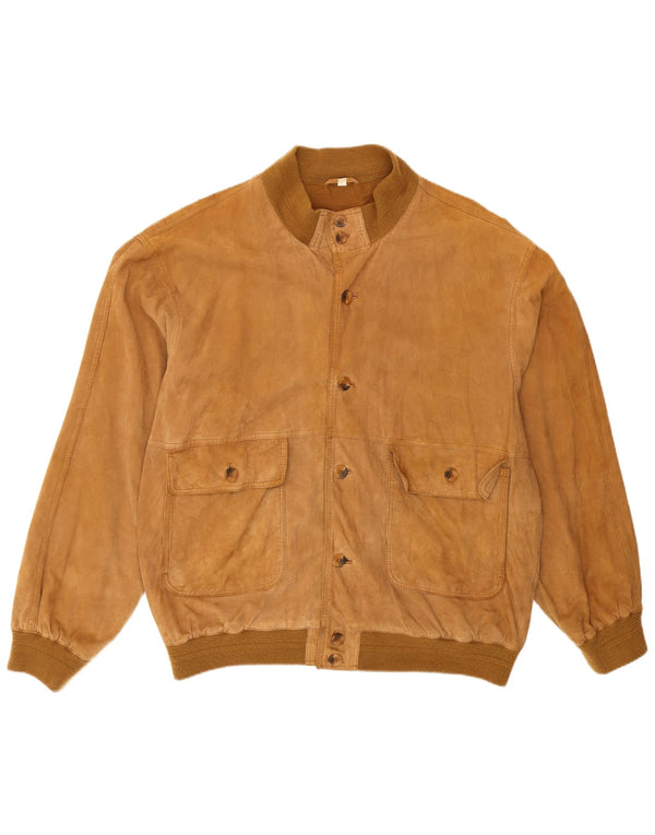 Ανδρικό Suede Bomber Jacket VINTAGE IT 58 4XL Καφέ Καστόρι