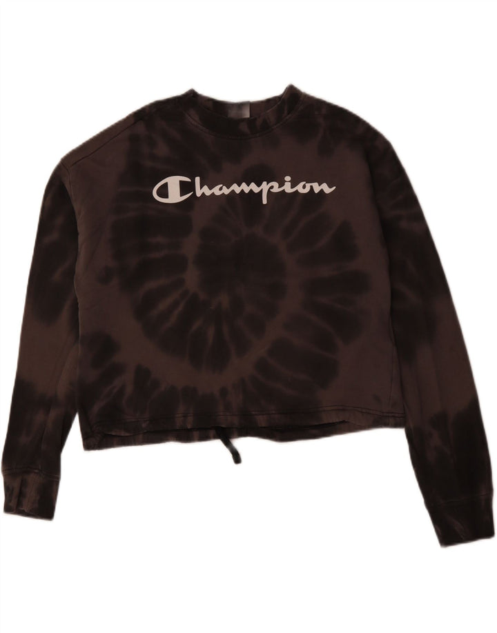 CHAMPION Γυναικεία Crop Graphic Φούτερ Jumper UK 14 Medium Brown Tie Dye