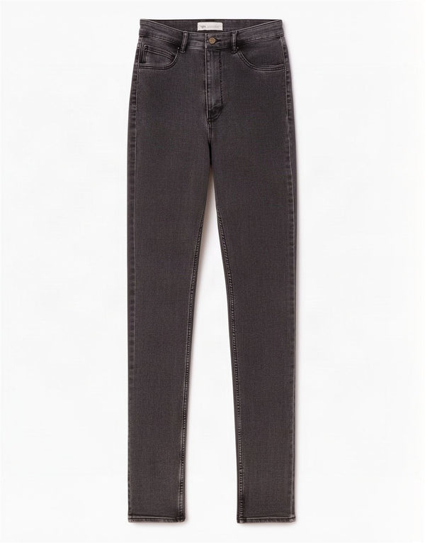 Zara γυναικείο ψηλόμεσο στενό τζιν EU 38 Small W28 L28 Γκρι βαμβακερό