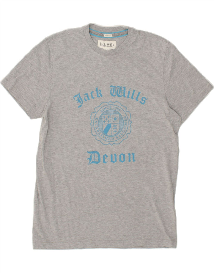 JACK WILLS Mens Devon Classic Fit Graphic T-Shirt Top Medium Grey Cotton Vintage Jack Wills and Second-Hand Jack Wills from Messina Hembry 