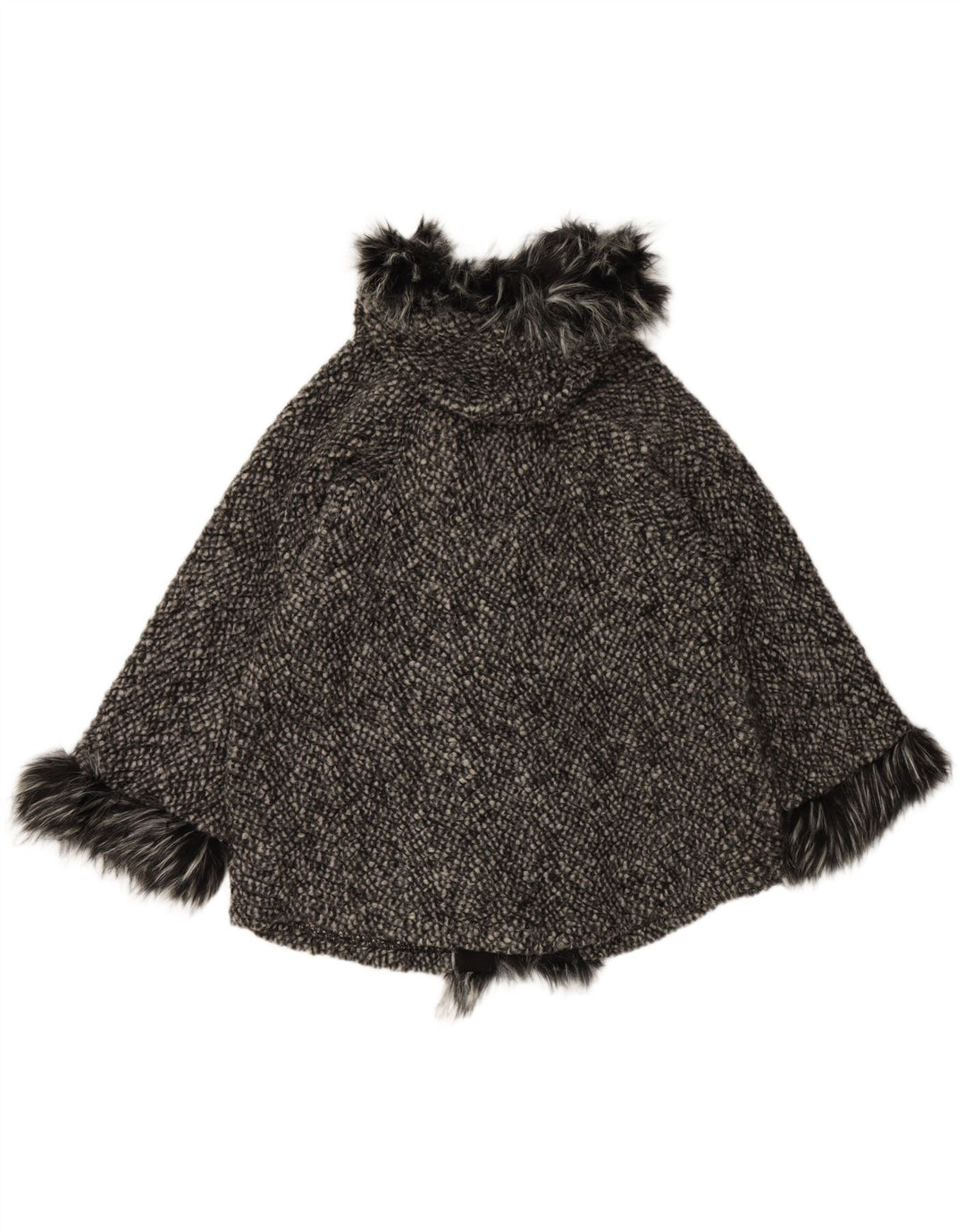 VINTAGE Γυναικείο παλτό με κουκούλα Cape UK 10 Small Black Wool