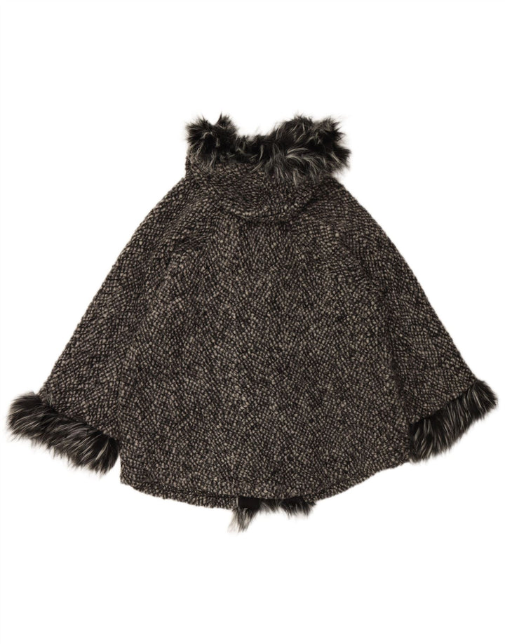 VINTAGE Γυναικείο παλτό με κουκούλα Cape UK 10 Small Black Wool