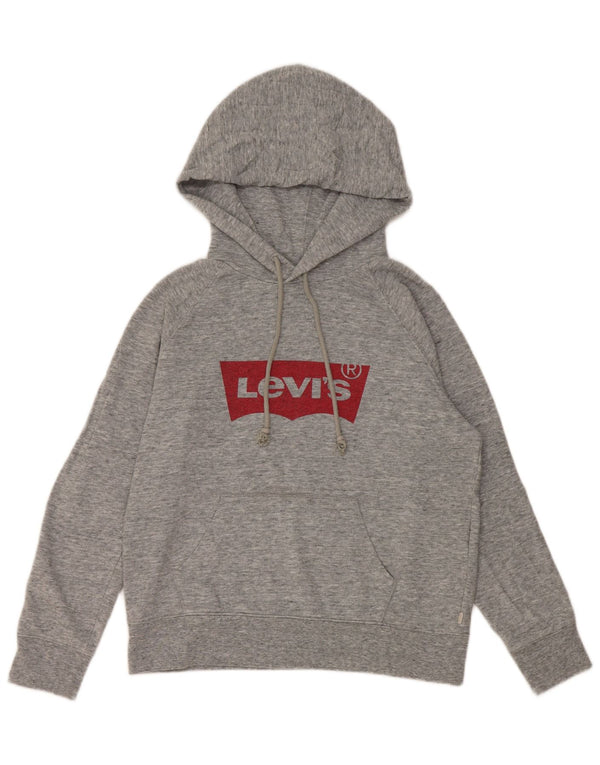 Levi's Womens Graphic Hoodie Jumper UK 10 Small Grey Flecked