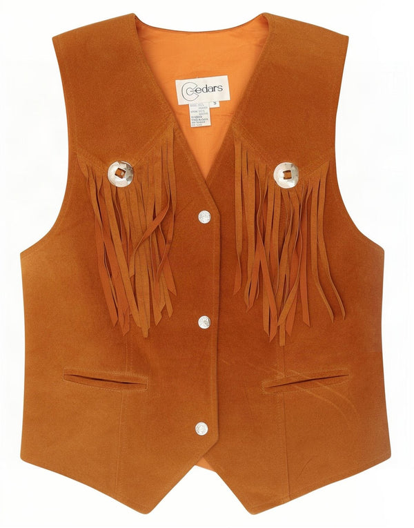 Cedars Γυναικείο Γιλέκο Western Suede UK 10 Small Beige Leather