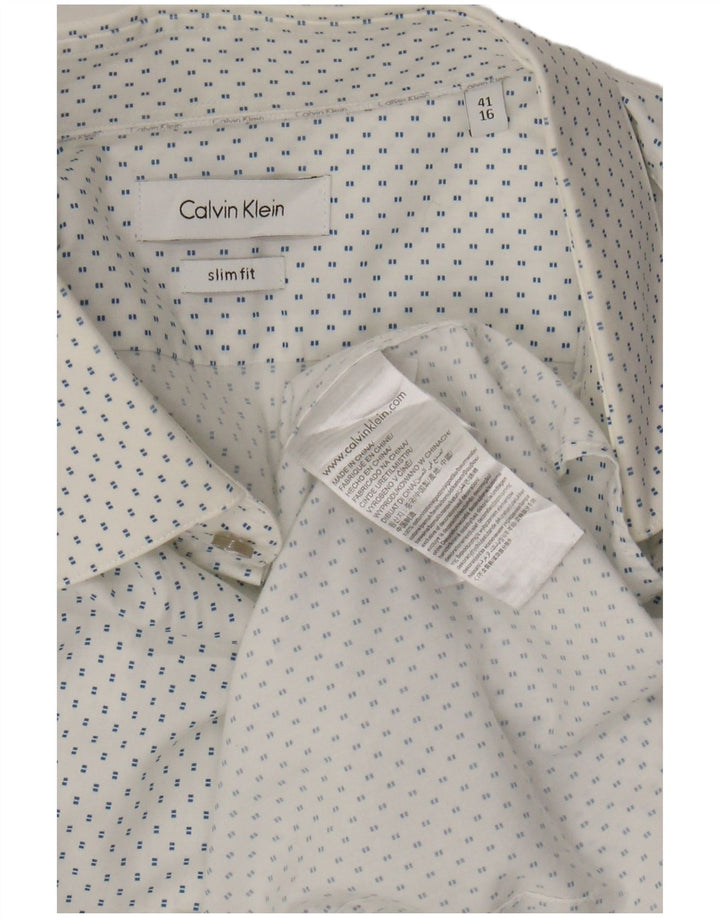 CALVIN KLEIN Ανδρικό πουκάμισο Slim Fit Μέγεθος 41 16 Μεγάλο βαμβακερό λευκό στίγματα