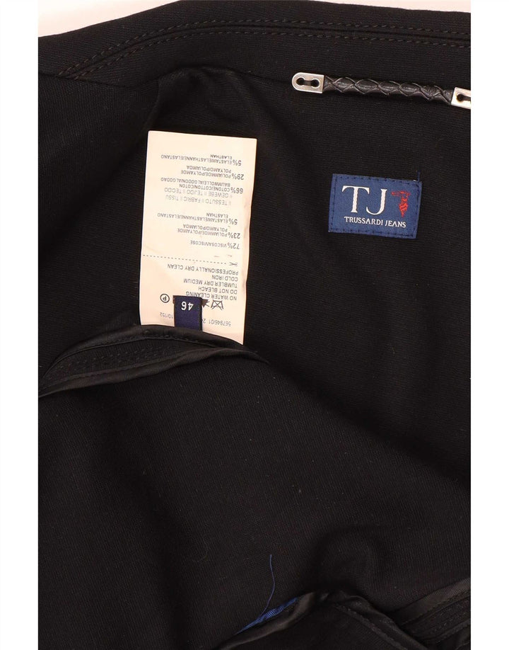 Trussardi Jeans Γυναικείο τζάκετ με 2 κουμπιά σακάκι IT 46 μεγάλο μαύρο βισκόζη