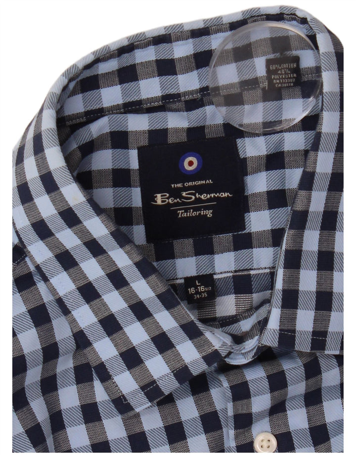 Ανδρικό πουκάμισο Ben Sherman Μέγεθος 16 1/2 Large Blue Gingham Cotton