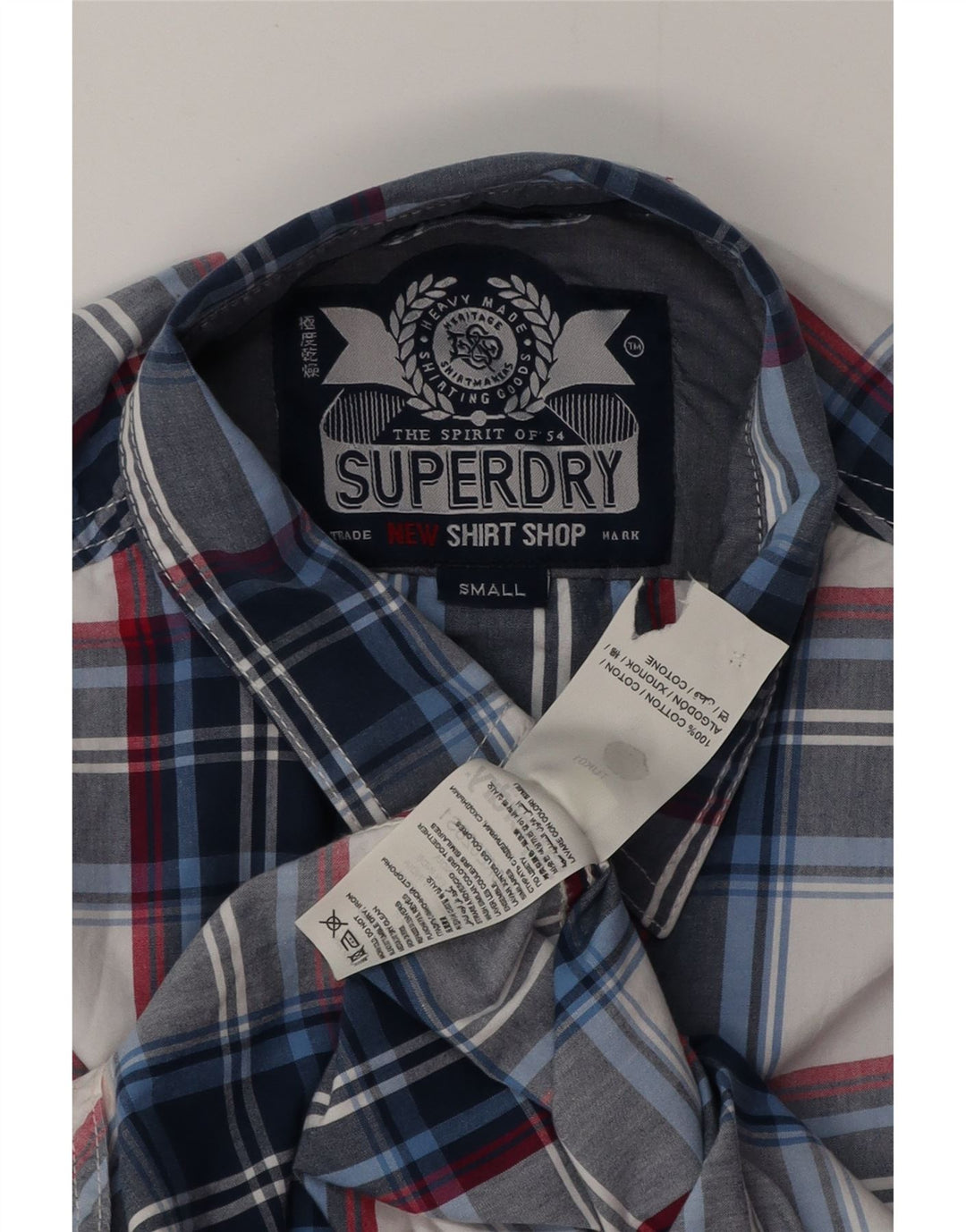 Ανδρικό πουκάμισο SUPERDRY Μικρό μπλε καρό βαμβακερό