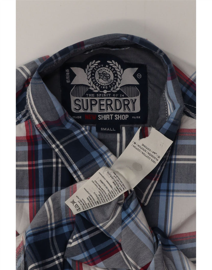 Ανδρικό πουκάμισο SUPERDRY Μικρό μπλε καρό βαμβακερό