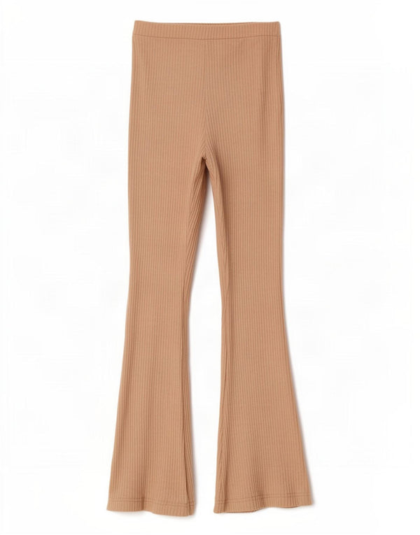 Zara Γυναικείο πλεκτό Flare Casual Παντελόνι Medium W28 L31 Beige Polyester