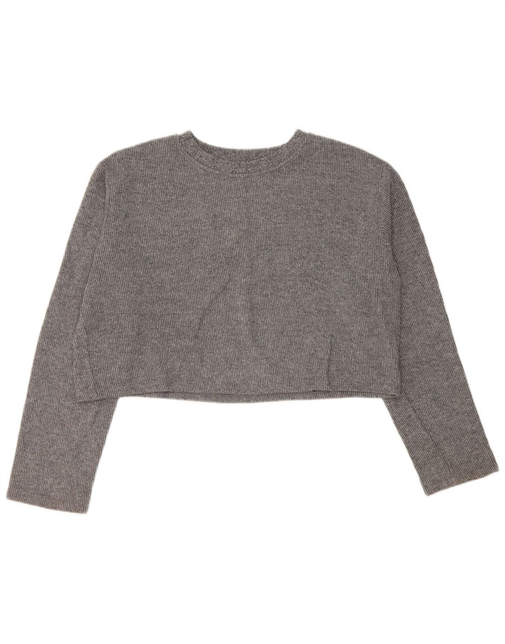 Zara Γυναικείο Crop Top μακρυμάνικο UK 16 Large Grey