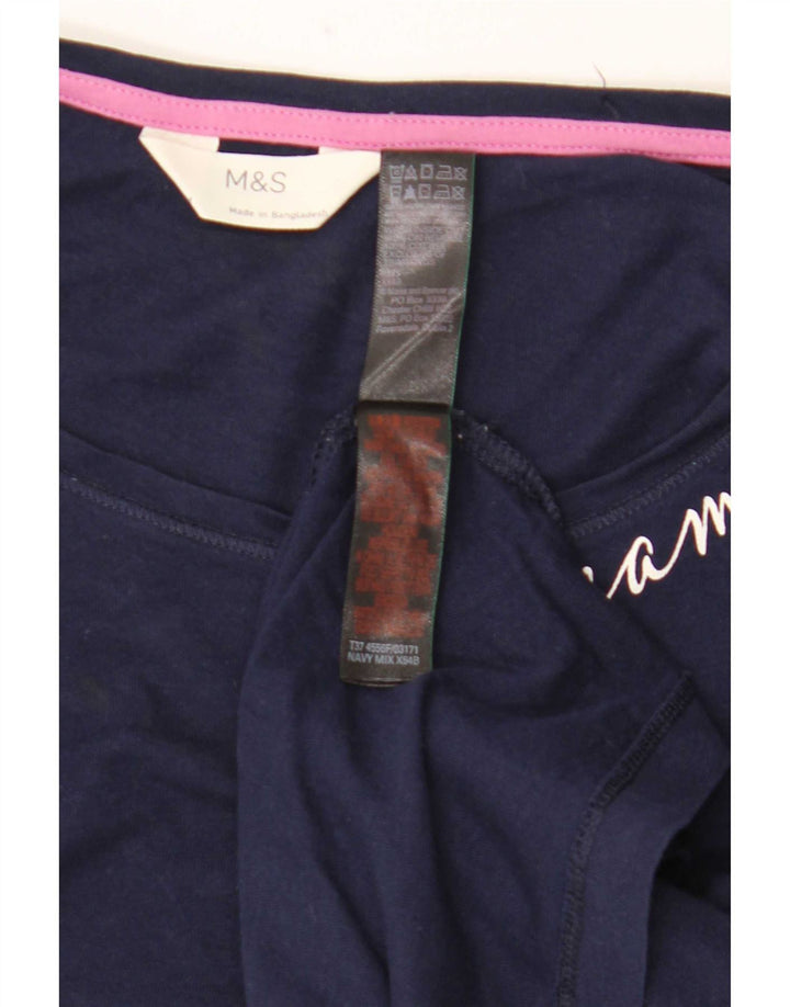 Marks & Spencer Γυναικείο τοπ μακρυμάνικο UK 14 Medium Navy Blue Cotton