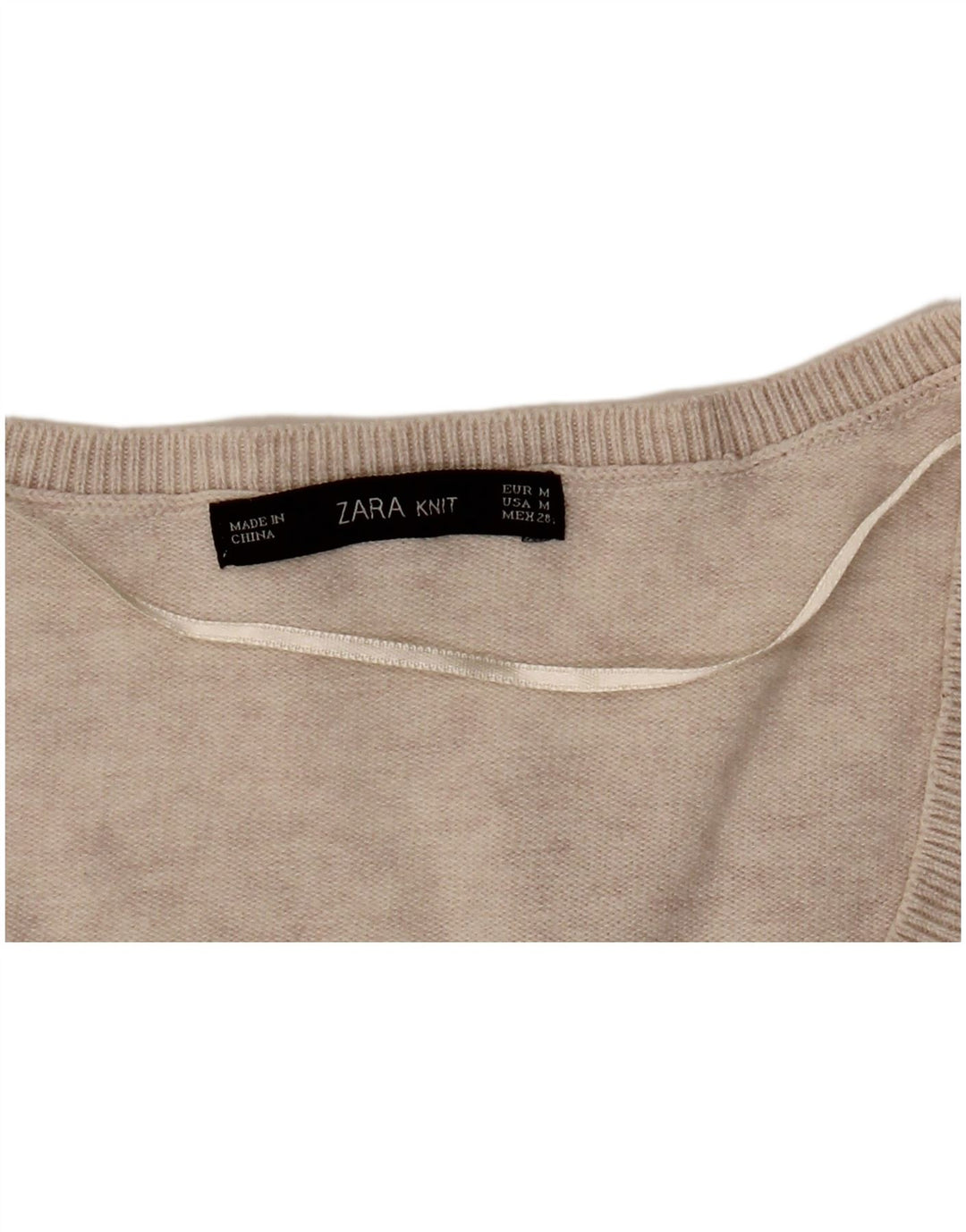 Zara Γυναικείο πουλόβερ με V λαιμόκοψη UK 14 Medium Beige