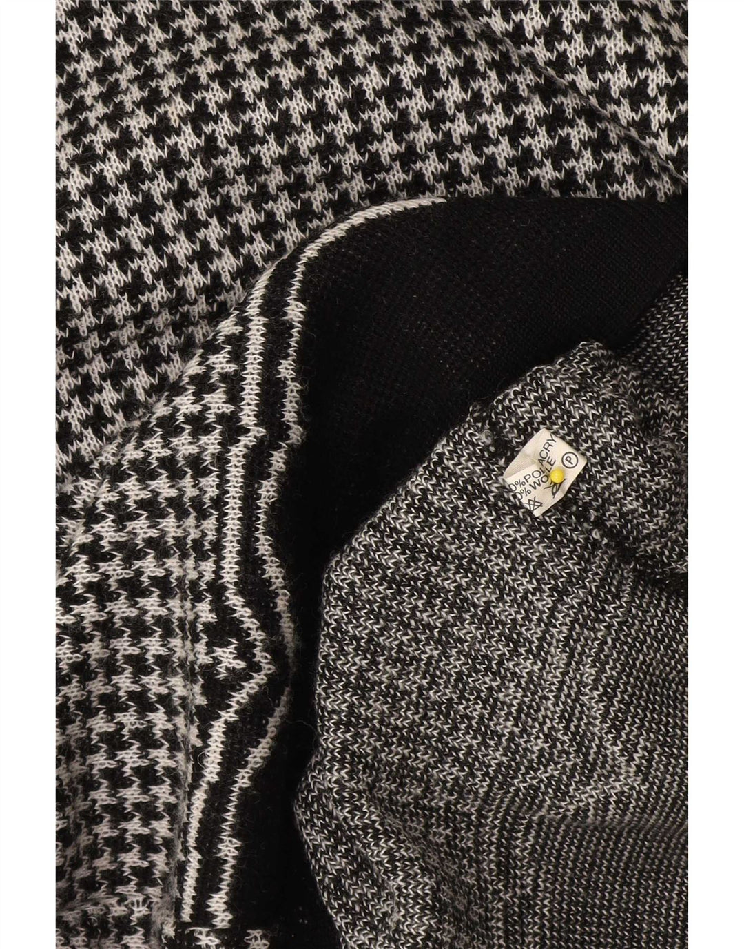 Vintage γυναικείο πουλόβερ με λαιμόκαυστο UK 14 Medium Black Houndstooth