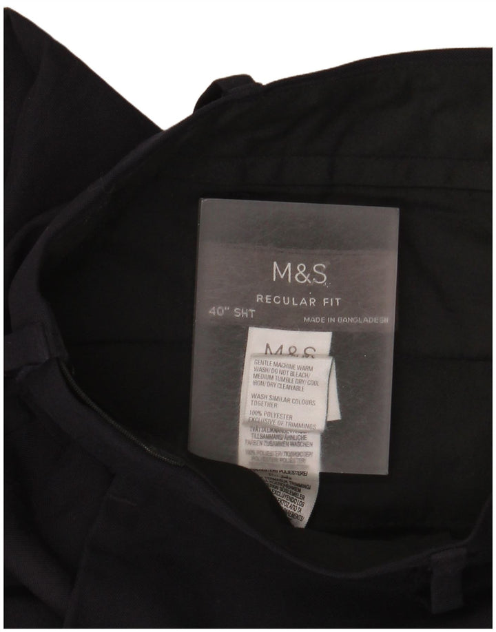Marks & Spencer Ανδρικό παντελόνι Chino με κανονική εφαρμογή W40 L29 Navy Blue Polyester