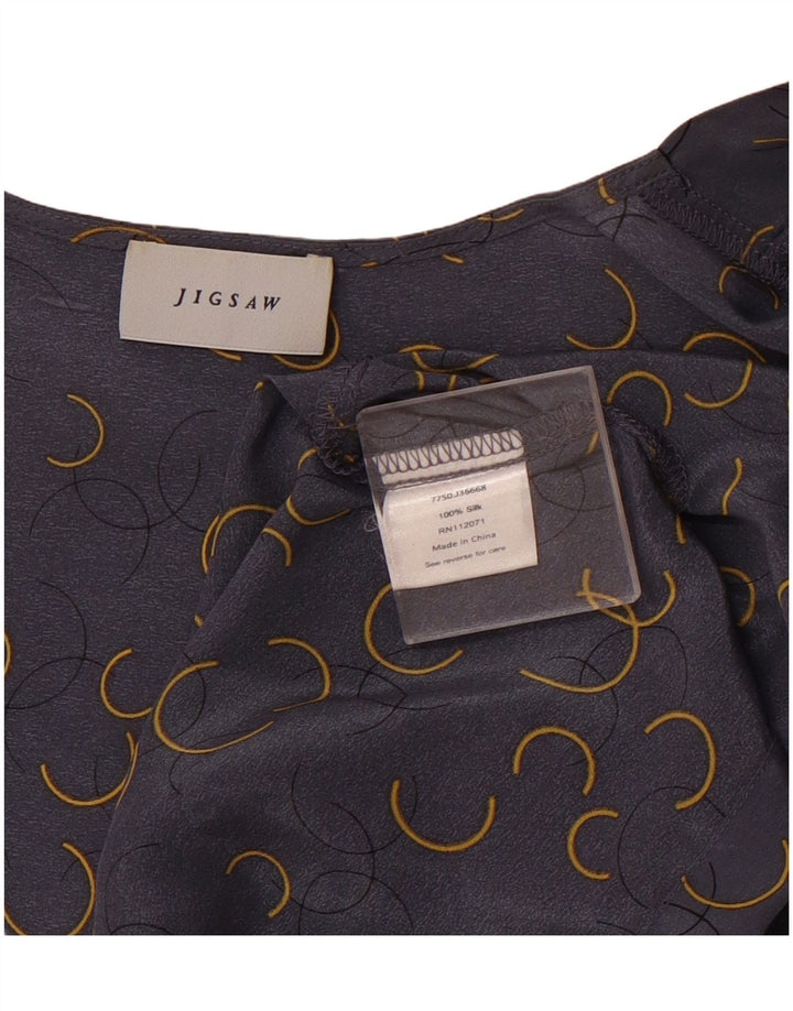 ΠΡΟΛΟΓΟΣ Γυναικεία κοντομάνικη ζακέτα τοπ UK 18 XL Γκρι γεωμετρικό μετάξι