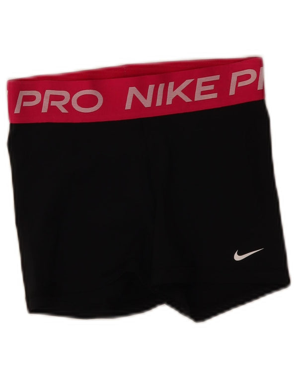 Nike Womens Graphic Sport Shorts UK 8 Small Black Colourblock
