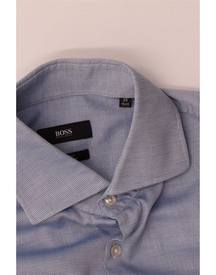 Ανδρικό πουκάμισο Hugo Boss 39 15 1/2 Βαμβακερό μέτριο μπλε με στίγματα