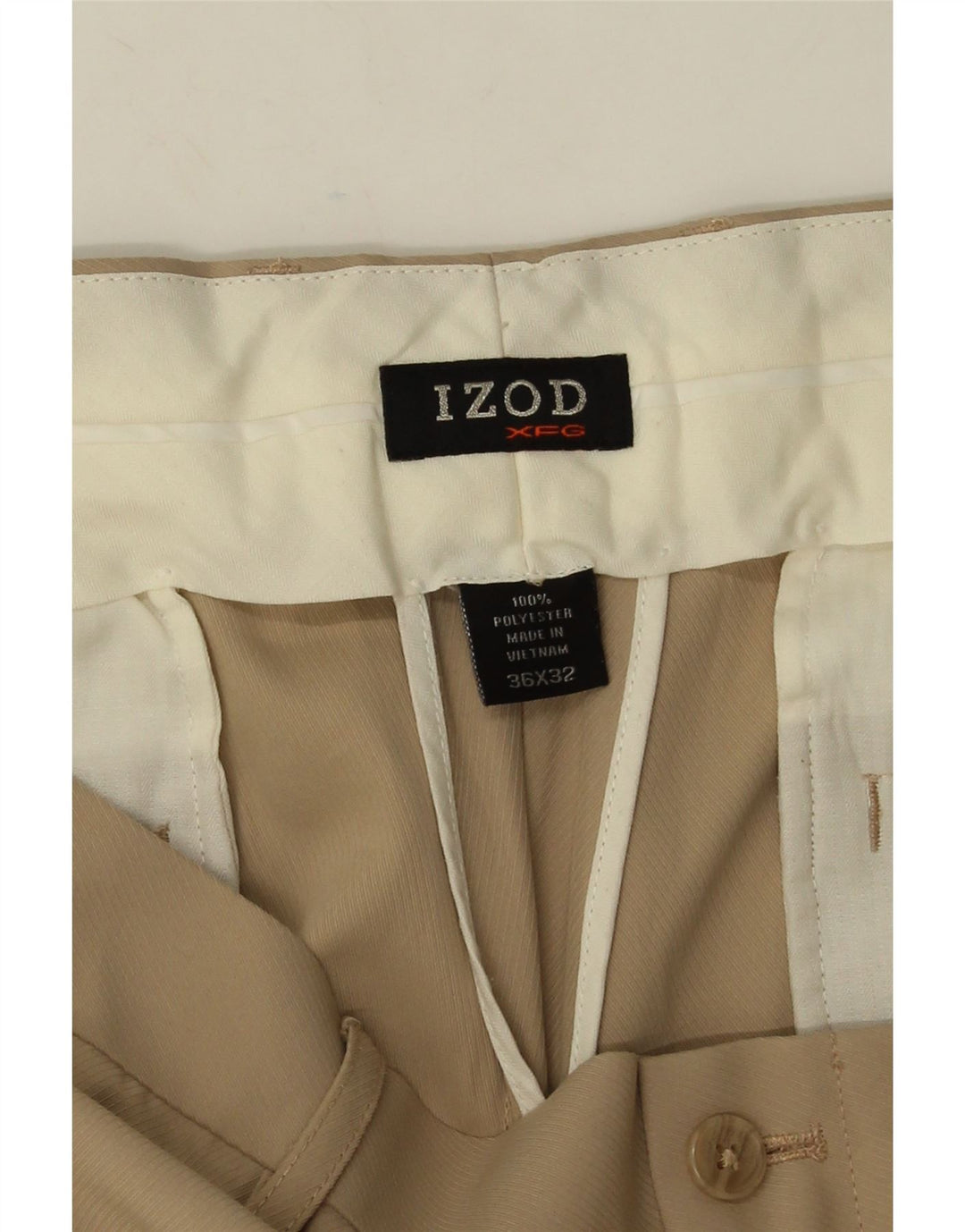 Ανδρικό ίσιο παντελόνι Chino Izod W36 L32 Beige Polyester