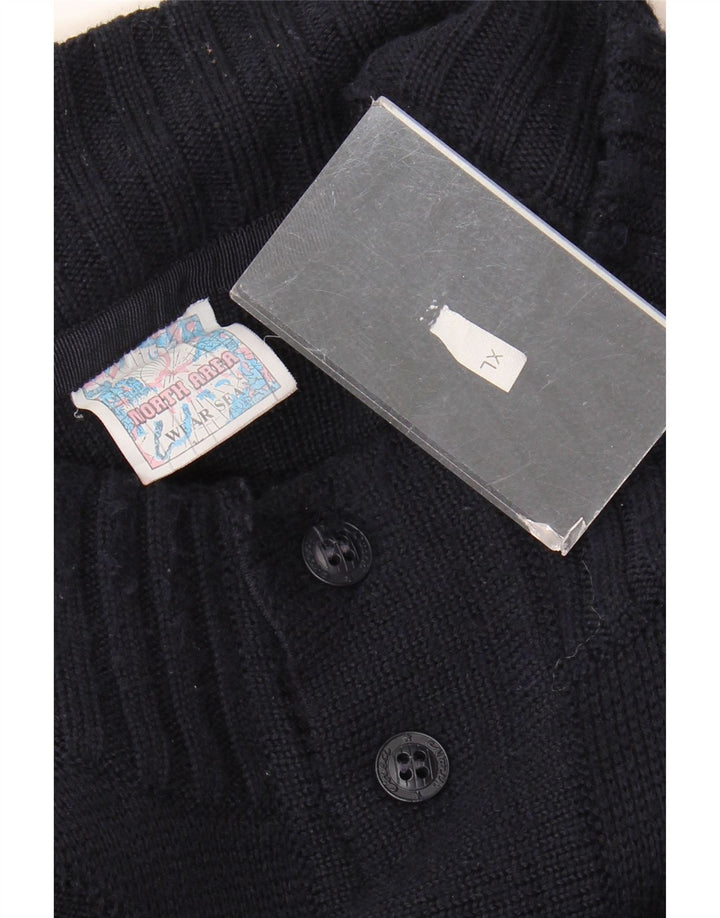 Ανδρικό πουλόβερ vintage ζακέτα XL Navy Blue παρθένο μαλλί