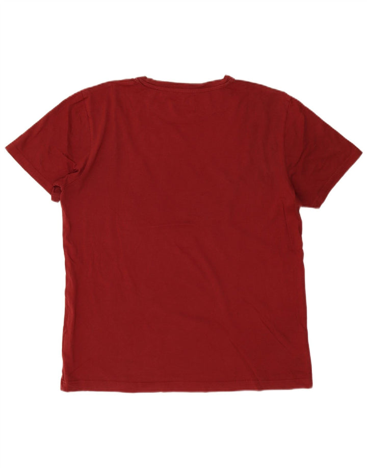 MOUNTAIN WAREHOUSE Ανδρικό γραφικό T-Shirt Top μεγάλο μπορντό βαμβακερό