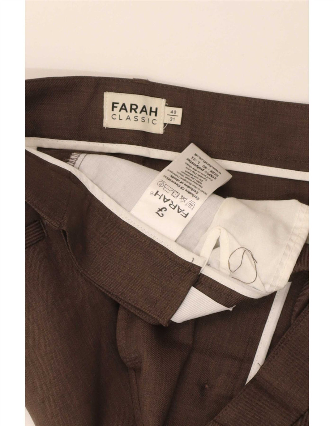 Farah Ανδρικό ίσιο παντελόνι Chino W40 L31 Καφέ Πολυεστέρας