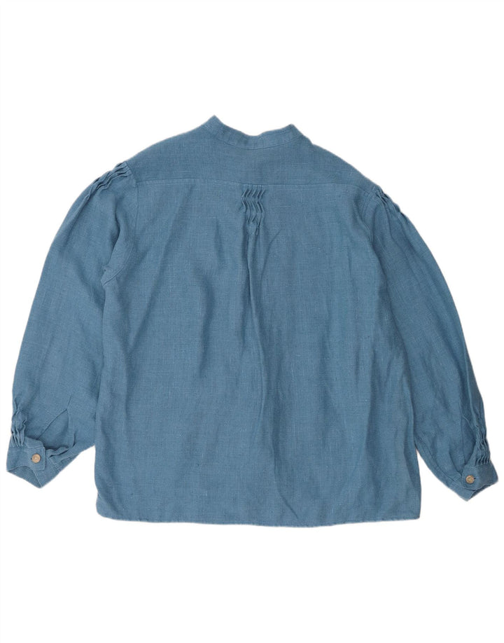 Vintage Γυναικεία Μακρυμάνικη Μπλούζα Oversized Top EU 42 Μεγάλο μπλε λινό