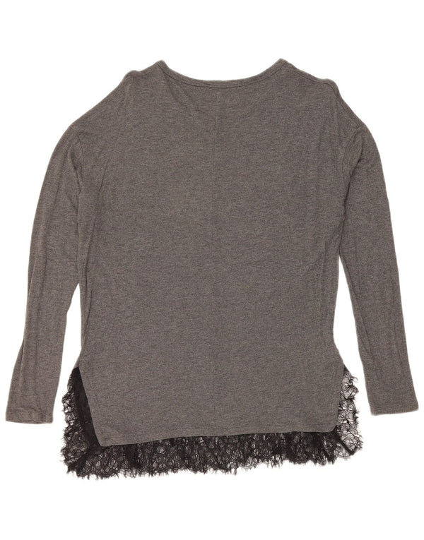Zara Γυναικεία μακρυμάνικη μπλούζα τοπ UK 14 Medium Grey