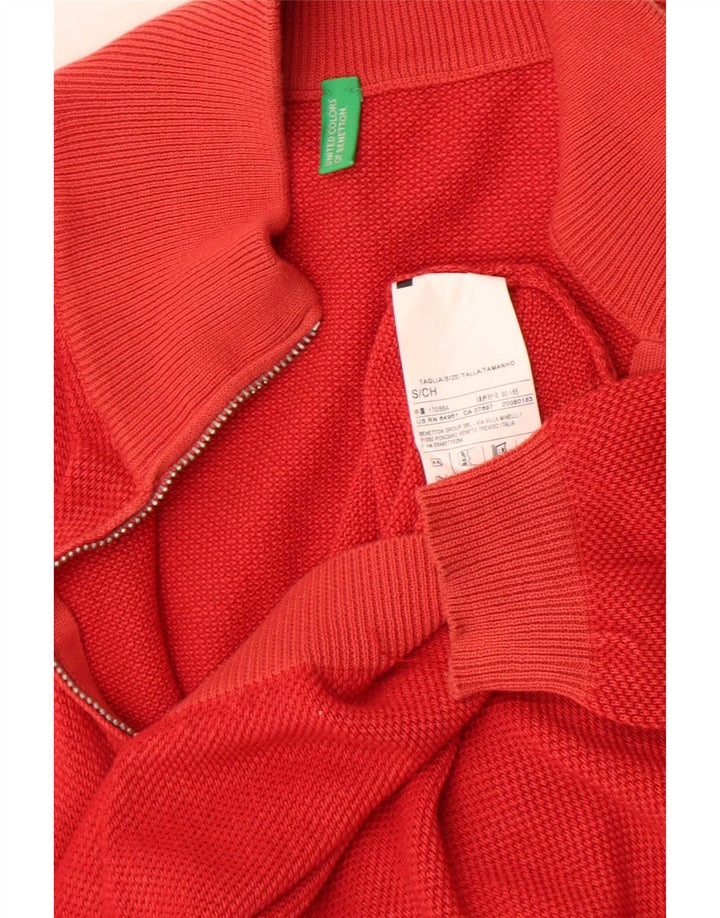Ανδρικό πουλόβερ Benetton Cardigan Μικρό κόκκινο βαμβακερό