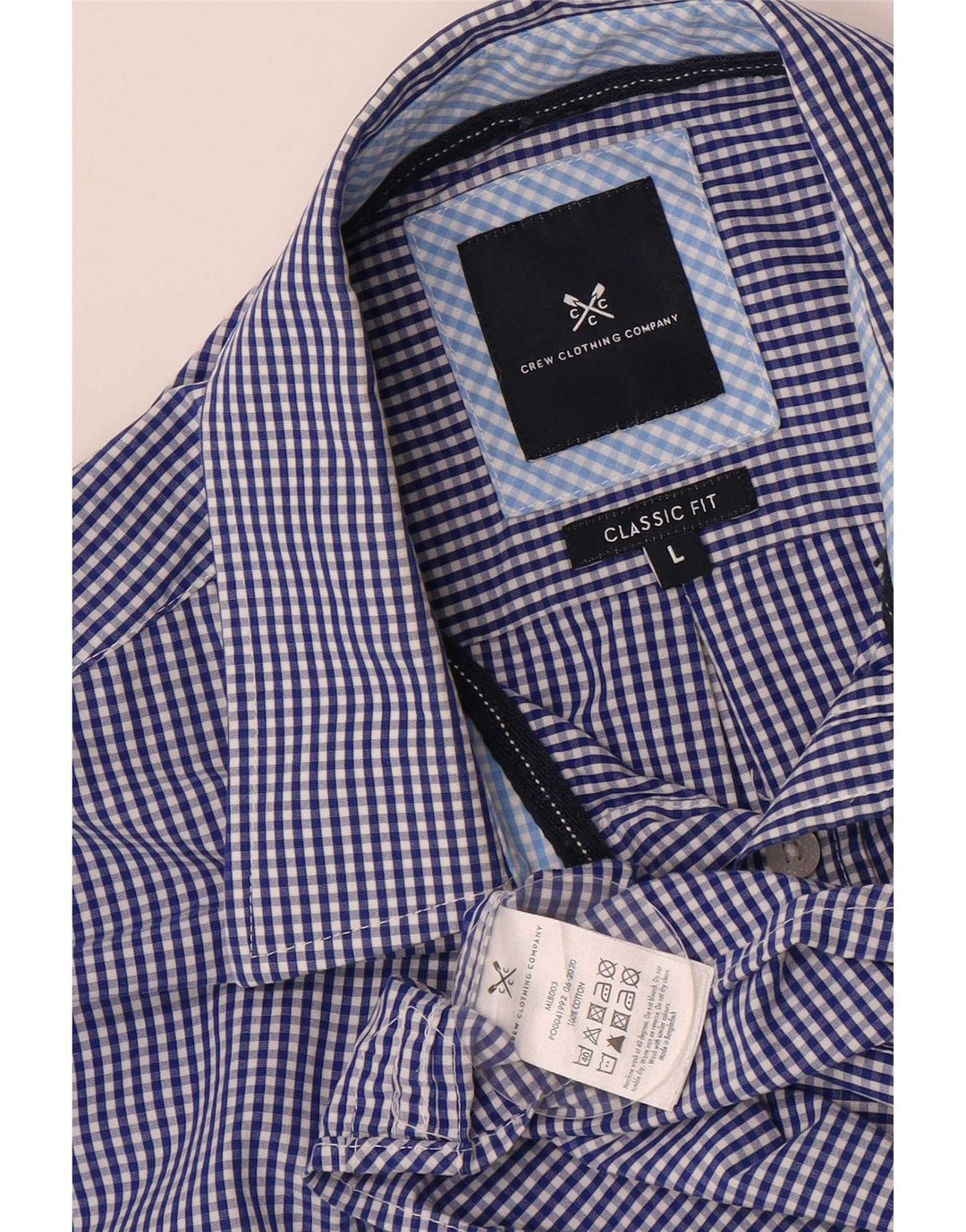 Crew Clothing Ανδρικό πουκάμισο Classic Fit μεγάλο μπλε βαμβακερό Gingham
