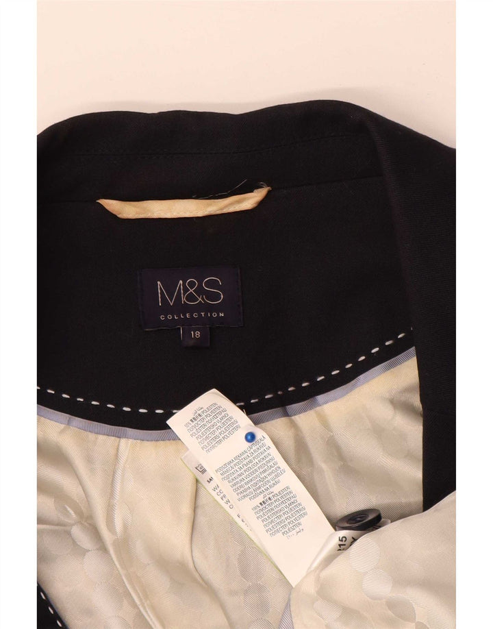 Marks & Spencer Γυναικείο μπουφάν σακάκι με 1 κουμπί UK 18 XL Navy Blue Polyester