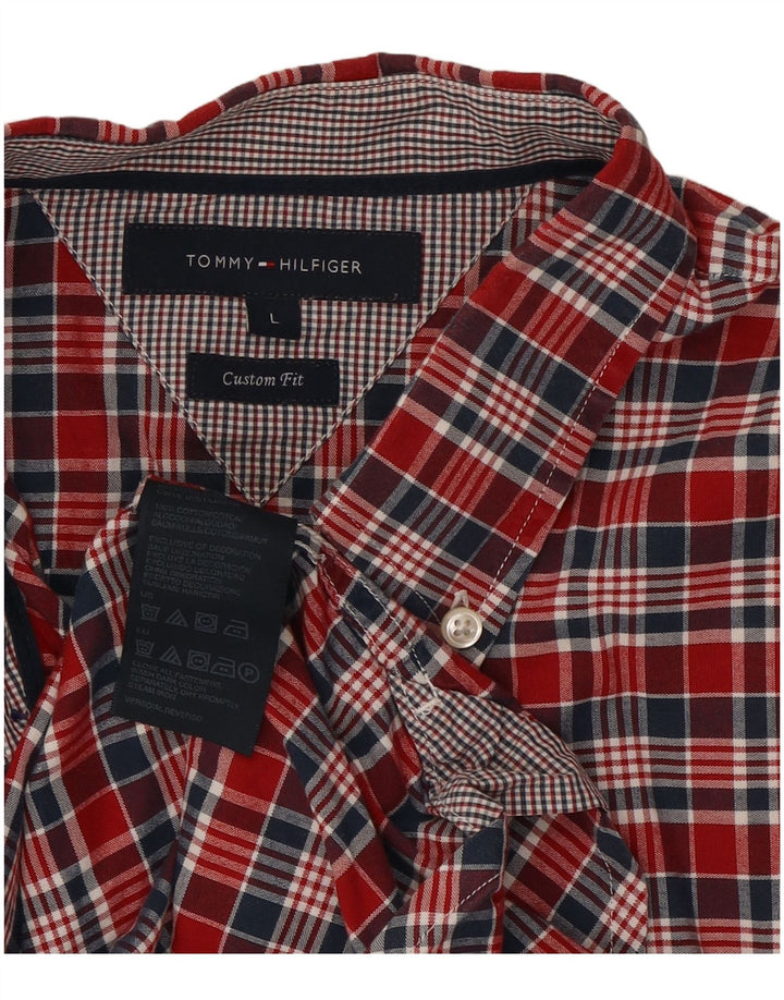 Ανδρικό πουκάμισο Tommy Hilfiger Custom Fit Μεγάλο κόκκινο βαμβακερό